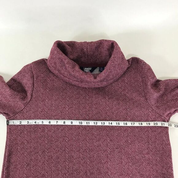 Lands' End Cowlneck Fleece Tunic Sweater Women's Large / 14-16 Herringbone Cozy - Picture 7 of 13